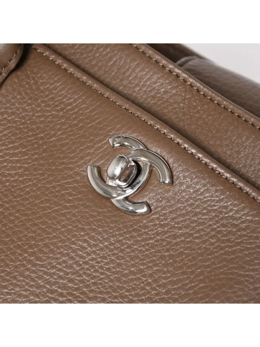Chanel Executive Tote Bag Medium CC Logo Caviar Leather Brown